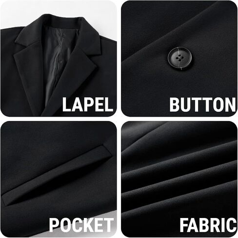 PASLTER Mens Trench Coat Slim Fit Notched Collar Fall Winter Single Breasted Pea Coat Warm Soft Overcoat in Kuwait