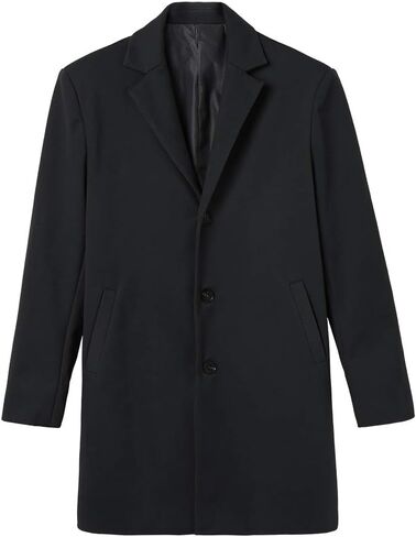 PASLTER Mens Trench Coat Slim Fit Notched Collar Fall Winter Single Breasted Pea Coat Warm Soft Overcoat in Kuwait