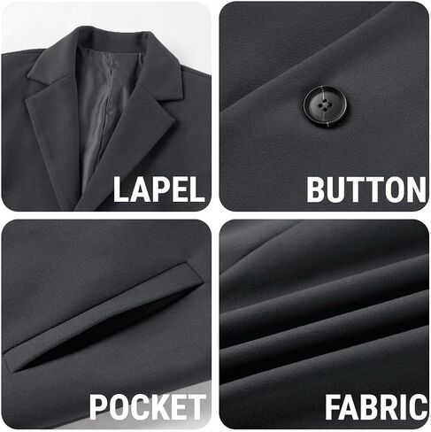 PASLTER Mens Trench Coat Slim Fit Notched Collar Fall Winter Single Breasted Pea Coat Warm Soft Overcoat in Kuwait