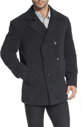 BGSD Men Mark Classic Wool Blend Pea Coat (Regular Big & Tall and Short) in Saudi Arabia