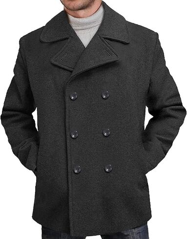 BGSD Men Mark Classic Wool Blend Pea Coat (Regular Big & Tall and Short) in Saudi Arabia
