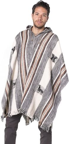 Gamboa Alpaca Poncho Men Hippie Clothes for Men Wool Poncho Men Pancho Men Mens Poncho Cloak with Hood Men Ponchos Adult Mexican Poncho Sweater Panchos in Saudi Arabia