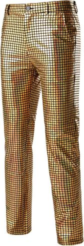 ZEROYAA Mens Night Club Metallic Gold Suit Pants/Straight Leg Trousers in Kuwait