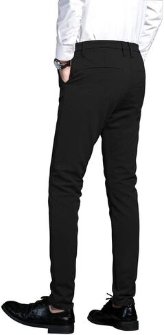 Plaid&Plain Men's Stretch Dress Pants Slim Fit Skinny Suit Pants in Kuwait