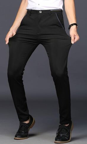 Plaid&Plain Men's Stretch Dress Pants Slim Fit Skinny Suit Pants in Kuwait