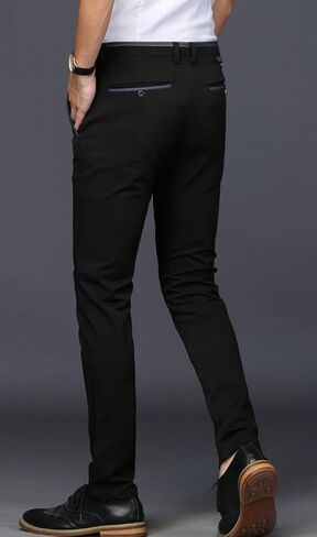 Plaid&Plain Men's Stretch Dress Pants Slim Fit Skinny Suit Pants in Kuwait
