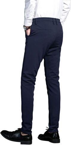 Plaid&Plain Men's Stretch Dress Pants Slim Fit Skinny Suit Pants in Kuwait