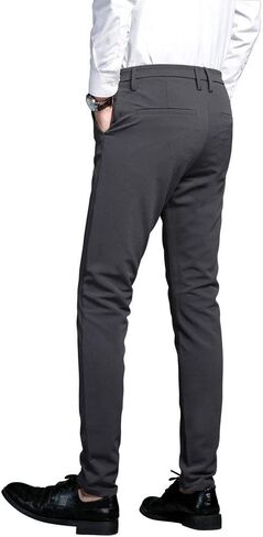 Plaid&Plain Men's Stretch Dress Pants Slim Fit Skinny Suit Pants in Kuwait