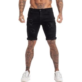 GINGTTO Men's Fashion Ripped Short Jeans Casual Denim Shorts with Hole in Saudi Arabia