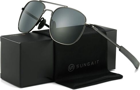 SUNGAIT Men's Military Style Polarized Pilot Aviator Sunglasses Bayonet Temples in Kuwait