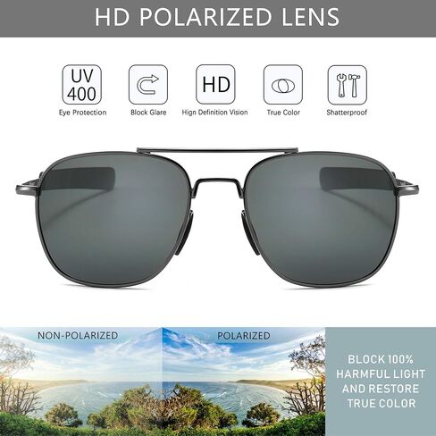 SUNGAIT Men's Military Style Polarized Pilot Aviator Sunglasses Bayonet Temples in Kuwait