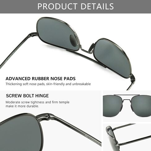SUNGAIT Men's Military Style Polarized Pilot Aviator Sunglasses Bayonet Temples in Kuwait