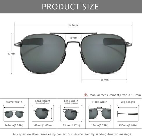 SUNGAIT Men's Military Style Polarized Pilot Aviator Sunglasses Bayonet Temples in Kuwait