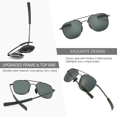 SUNGAIT Men's Military Style Polarized Pilot Aviator Sunglasses Bayonet Temples in Kuwait