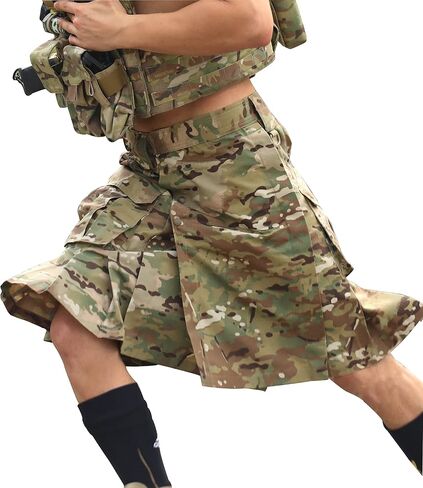 AKARMY Men's Kilt for Men, Camo Scottish Utility Kilt, 23" Pleated Tactical Kilt, Irish Highland Hybrid Kilts with Pockets in Saudi Arabia