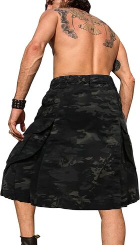 AKARMY Men's Kilt for Men, Camo Scottish Utility Kilt, 23" Pleated Tactical Kilt, Irish Highland Hybrid Kilts with Pockets in Saudi Arabia