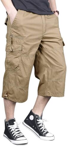 MAGNIVIT Men's Capri Cargo Shorts Casual Hiking Military Tactical Below Knee Shorts 3/4 Cargo Shorts with Multi-Pockets in Saudi Arabia