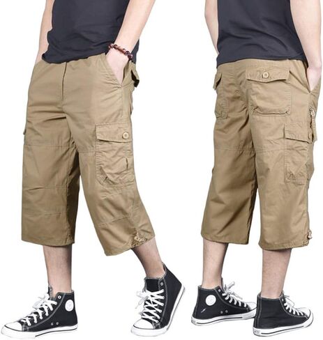 MAGNIVIT Men's Capri Cargo Shorts Casual Hiking Military Tactical Below Knee Shorts 3/4 Cargo Shorts with Multi-Pockets in Saudi Arabia