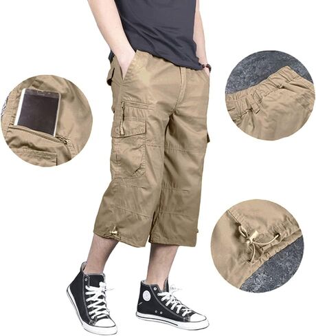 MAGNIVIT Men's Capri Cargo Shorts Casual Hiking Military Tactical Below Knee Shorts 3/4 Cargo Shorts with Multi-Pockets in Saudi Arabia