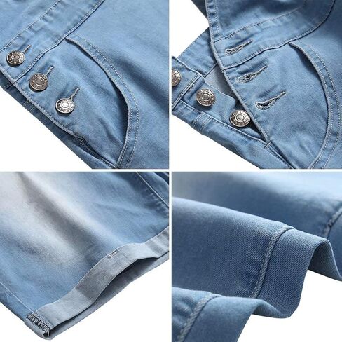 LONGBIDA Mens Denim Shorts Bib Overalls Jeans Casual Walkshort Summer Jumpsuit with Pockets in Saudi Arabia