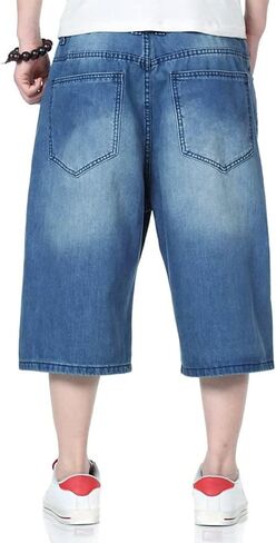 IDEALSANXUN Mens Summer Casual Plus Size Loose Fit Jeans Denim Shorts in Kuwait