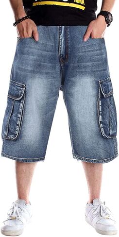 IDEALSANXUN Mens Summer Casual Plus Size Loose Fit Jeans Denim Shorts in Kuwait