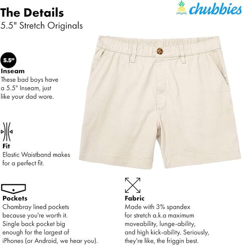 Chubbies Men’s Short Shorts 5.5" Inseam, Stretch Casual Chino in Saudi Arabia