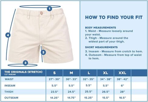 شورت قصير للرجال من Chubbies درزة داخلية 5.5 بوصة، تشينو كاجوال قابل للتمدد in Kuwait