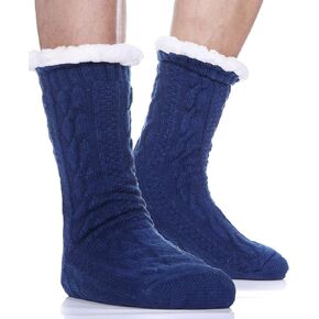 EBMORE Mens Slipper Fuzzy Socks Winter Cozy Fluffy Cabin Warm Fleece Soft Comfy Thick Non Slip Home Socks