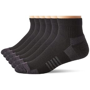 Amazon Essentials Men's Performance Cotton Cushioned Athletic Ankle Socks, Pack of 6
