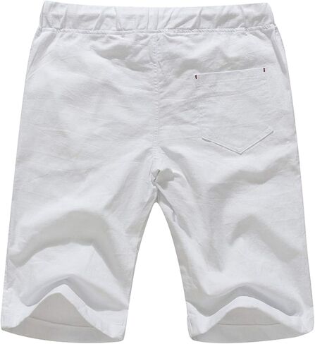 Boisouey Men's Linen Casual Classic Fit Short Summer Beach Shorts in Saudi Arabia