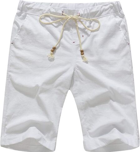 Boisouey Men's Linen Casual Classic Fit Short Summer Beach Shorts in Saudi Arabia