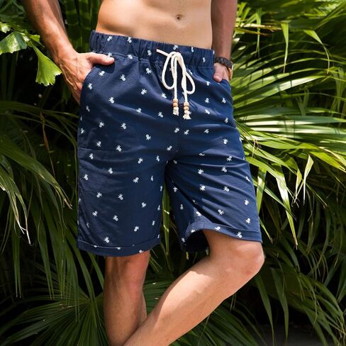 Boisouey Men's Linen Casual Classic Fit Short Summer Beach Shorts in Saudi Arabia
