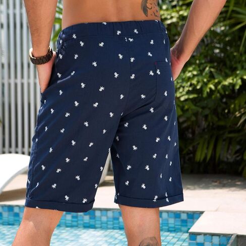 Boisouey Men's Linen Casual Classic Fit Short Summer Beach Shorts in Saudi Arabia