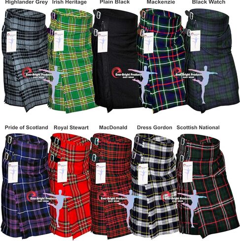 Men's 5 Yard Scottish Kilts Irish Tartan Kilt Highland Casual Kilt 10 Tartans in Saudi Arabia