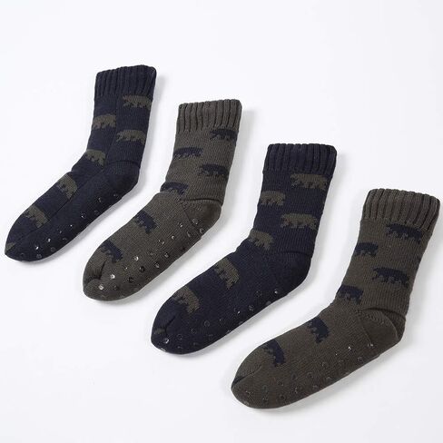 MaaMgic Mens Fuzzy Warm Slipper Socks Non Slip Skid Winter Cozy Knit Fleece Lining Indoor Socks with Grips for Men Teen in Saudi Arabia