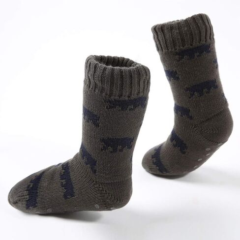 MaaMgic Mens Fuzzy Warm Slipper Socks Non Slip Skid Winter Cozy Knit Fleece Lining Indoor Socks with Grips for Men Teen in Saudi Arabia