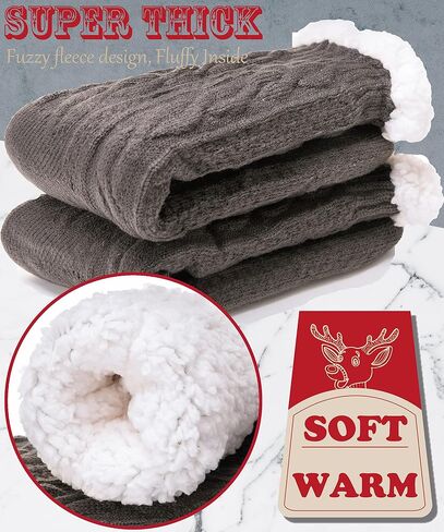 EBMORE Mens Slipper Fuzzy Socks Winter Cozy Fluffy Cabin Warm Fleece Soft Comfy Thick Non Slip Home Socks in Kuwait