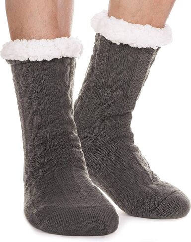 EBMORE Mens Slipper Fuzzy Socks Winter Cozy Fluffy Cabin Warm Fleece Soft Comfy Thick Non Slip Home Socks in Kuwait