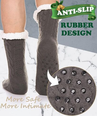 EBMORE Mens Slipper Fuzzy Socks Winter Cozy Fluffy Cabin Warm Fleece Soft Comfy Thick Non Slip Home Socks in Kuwait