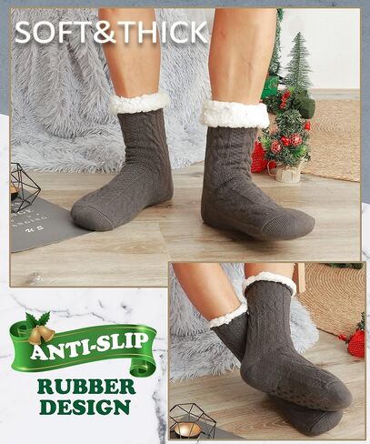 EBMORE Mens Slipper Fuzzy Socks Winter Cozy Fluffy Cabin Warm Fleece Soft Comfy Thick Non Slip Home Socks in Kuwait