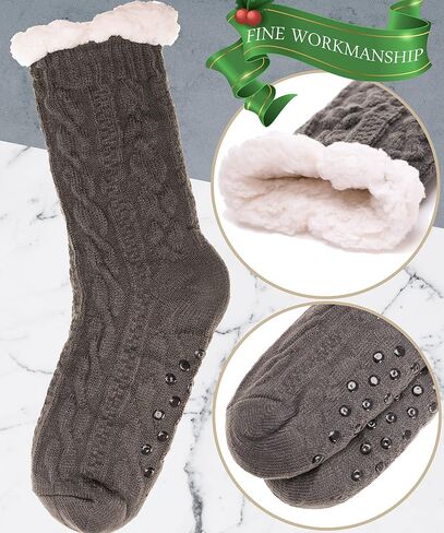 EBMORE Mens Slipper Fuzzy Socks Winter Cozy Fluffy Cabin Warm Fleece Soft Comfy Thick Non Slip Home Socks in Kuwait