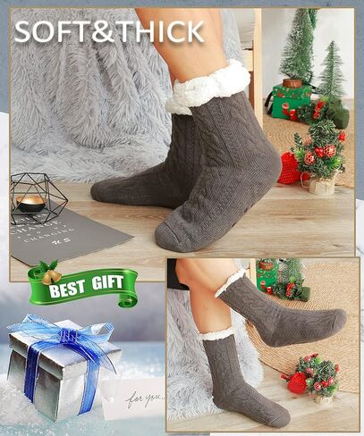 EBMORE Mens Slipper Fuzzy Socks Winter Cozy Fluffy Cabin Warm Fleece Soft Comfy Thick Non Slip Home Socks in Kuwait