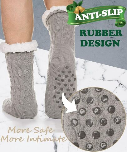 EBMORE Mens Slipper Fuzzy Socks Winter Cozy Fluffy Cabin Warm Fleece Soft Comfy Thick Non Slip Home Socks in Kuwait