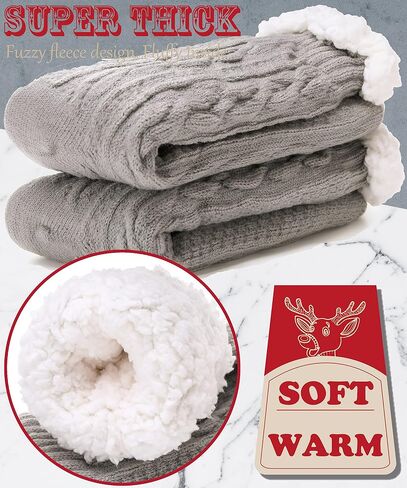 EBMORE Mens Slipper Fuzzy Socks Winter Cozy Fluffy Cabin Warm Fleece Soft Comfy Thick Non Slip Home Socks in Kuwait