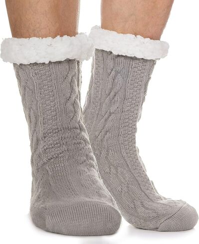 EBMORE Mens Slipper Fuzzy Socks Winter Cozy Fluffy Cabin Warm Fleece Soft Comfy Thick Non Slip Home Socks in Kuwait