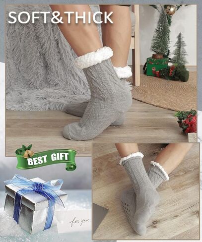 EBMORE Mens Slipper Fuzzy Socks Winter Cozy Fluffy Cabin Warm Fleece Soft Comfy Thick Non Slip Home Socks in Kuwait