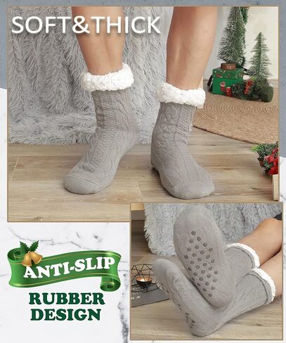 EBMORE Mens Slipper Fuzzy Socks Winter Cozy Fluffy Cabin Warm Fleece Soft Comfy Thick Non Slip Home Socks in Kuwait