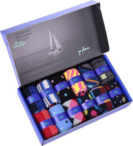 Marino Men's Dress Socks - Colorful Funky Socks for Men - Cotton Fashion Patterned Socks - 12 Pack in Saudi Arabia