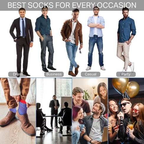 Marino Men's Dress Socks - Colorful Funky Socks for Men - Cotton Fashion Patterned Socks - 12 Pack in Saudi Arabia